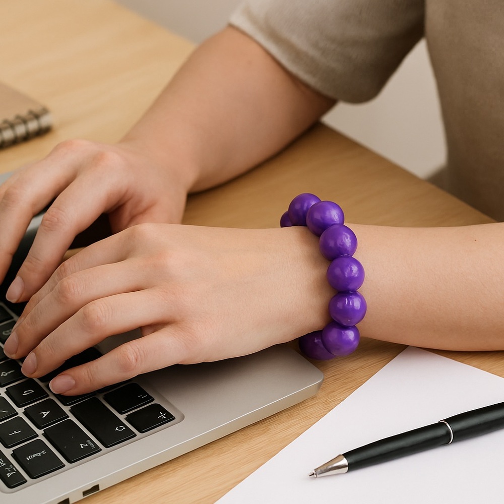 Purple ball bead bracelet stretch